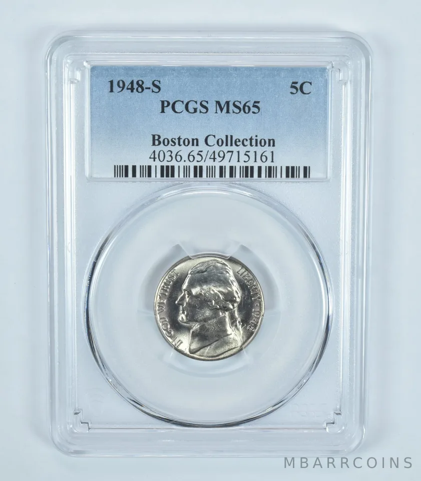 1948-S Jefferson Nickel Boston Collection MS65 PCGS Blue Label