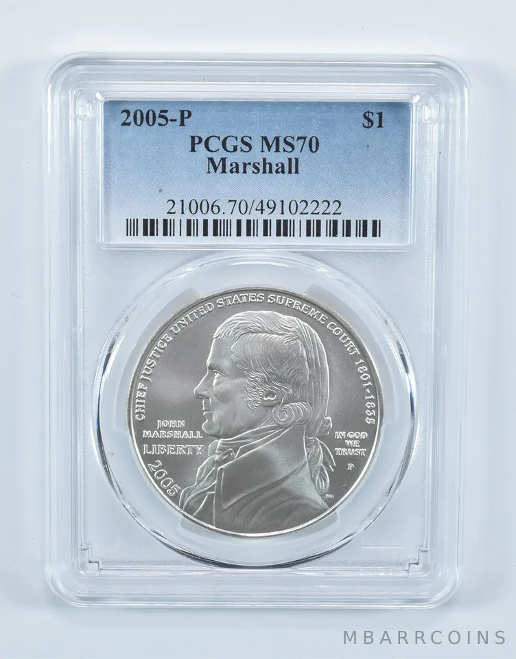 2005-P John Marshall Commemorative Dollar MS70 PCGS Blue Label