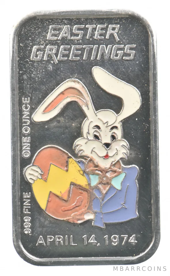 1974 1 Oz Silver Bar Ceeco Easter Greetings *4189