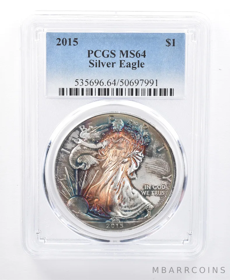 2015 American Silver Eagle MS64 PCGS Rainbow Tone *8615