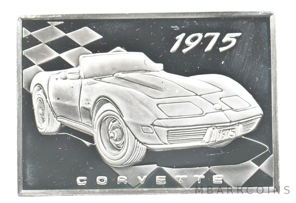 1975 Corvette Silver Art Bar Vintage Car a3277