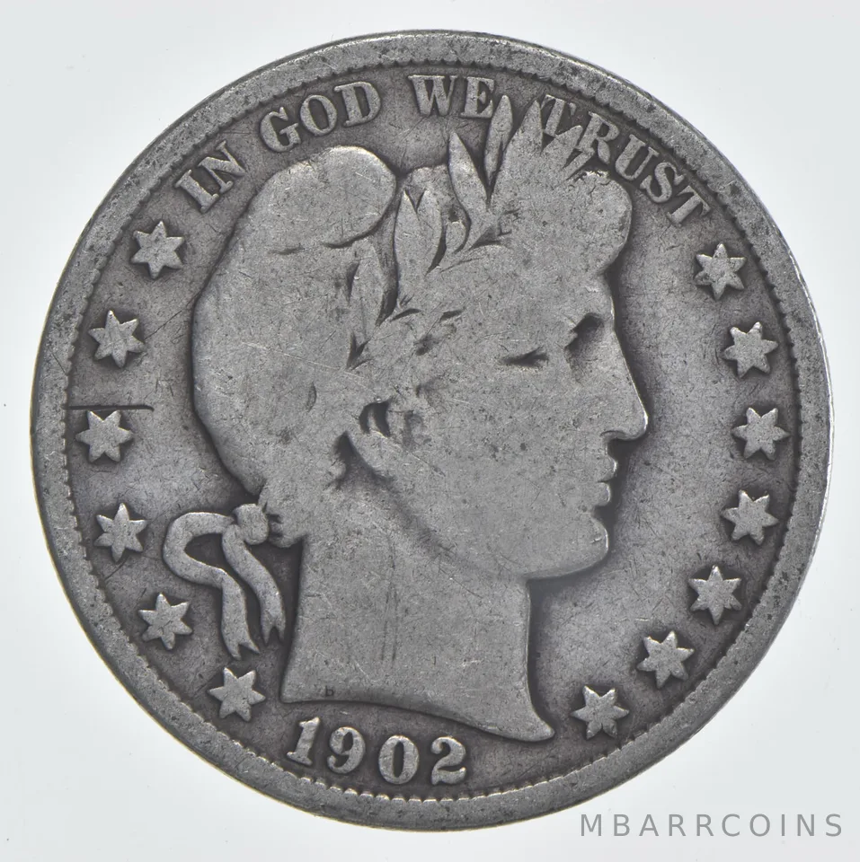 1902 (P) Barber Half Dollar 90% Silver VG Condition