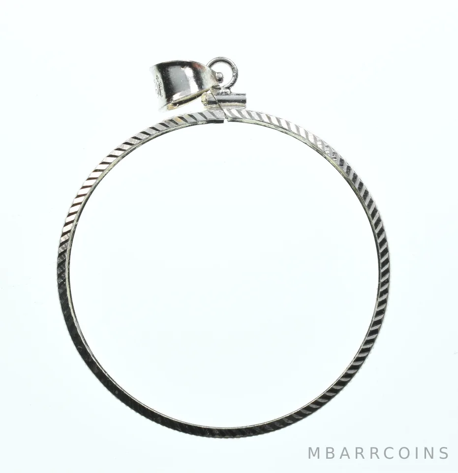 Sterling Silver 38 MM 1 Oz Panda China Coin Bezel Pendant Frame Edge *2145