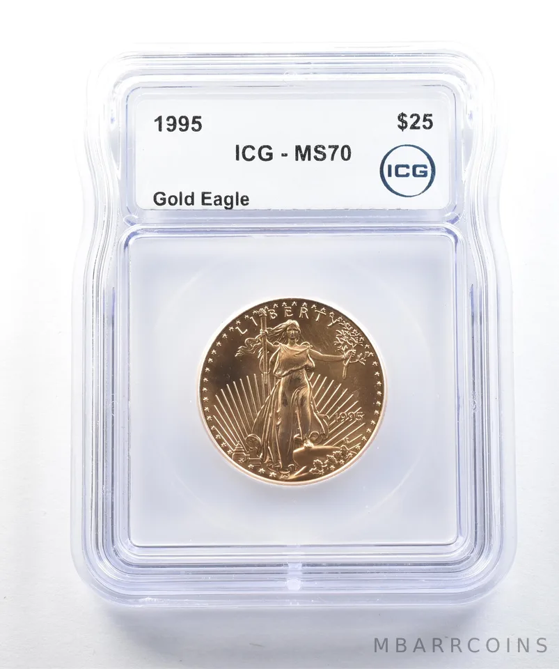 1995 $25 American Gold Eagle 1/2 Oz Gold MS70 ICG