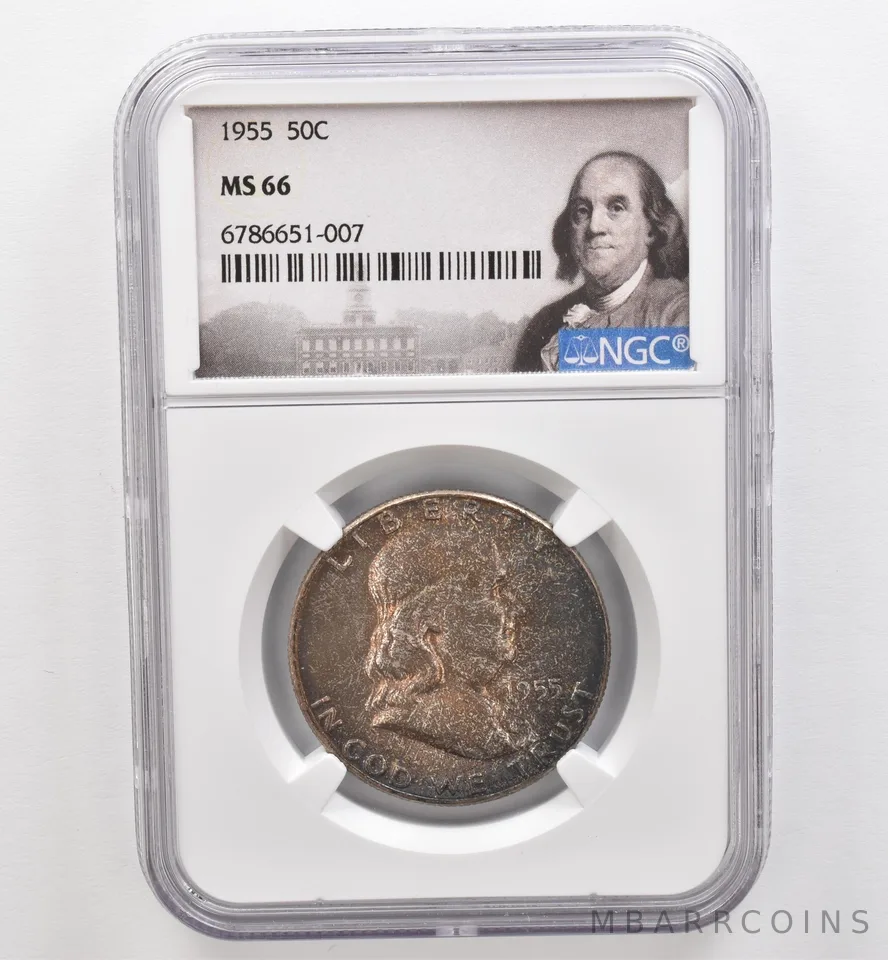 1955 Franklin Half Dollar MS66 NGC Beautiful Tone *9262