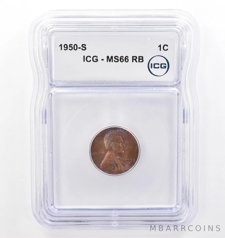 1950-S Lincoln Wheat Cent MS66 RB ICG Beautiful Tone *7691
