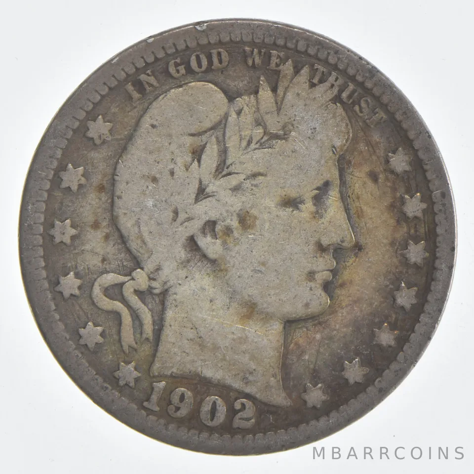1902-O Barber Quarter 90% Silver VG Condition