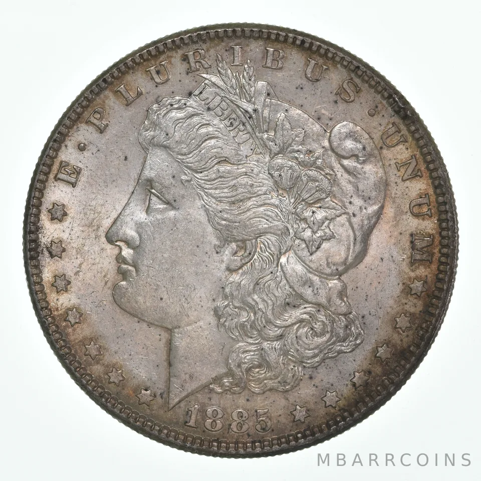 1885 Morgan Silver Dollar Toned Great Rainbow Color! a4478