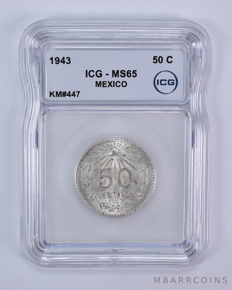 1943 M Mexico 50 Centavos KM#447 MS65 ICG