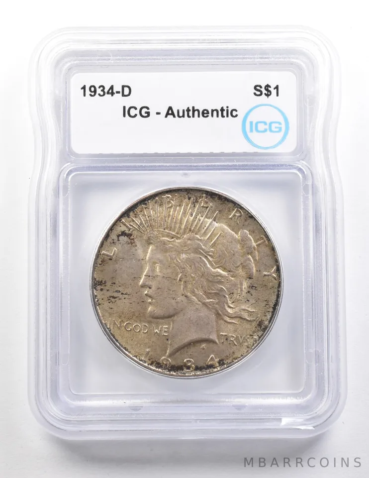 1934-D Peace Silver Dollar Authentic ICG *3688