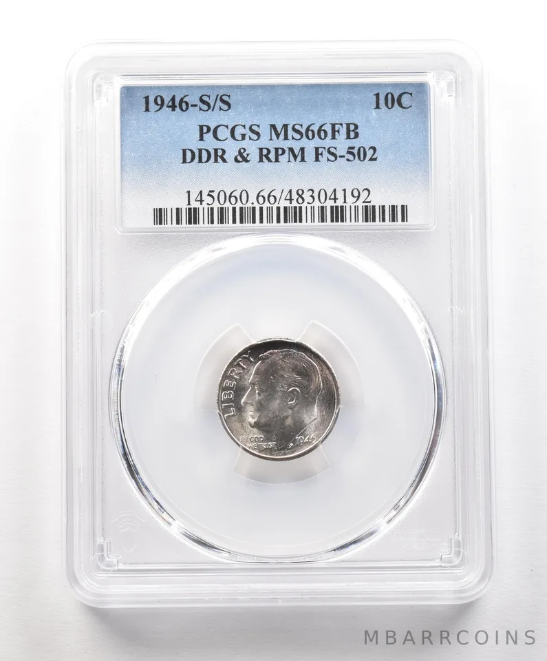 1946-S/S Roosevelt Dime DDR & RPM FS-502 MS66 FB PCGS *4864