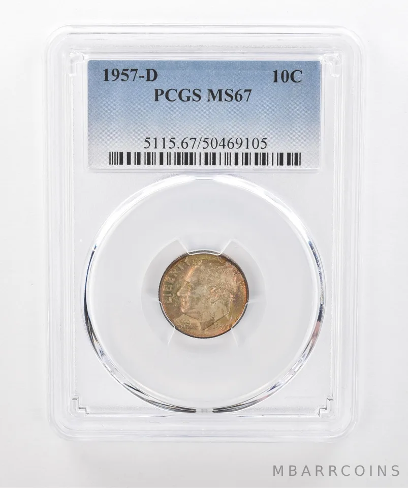 1957-D Roosevelt Dime MS67 PCGS Beautiful Tone a1420