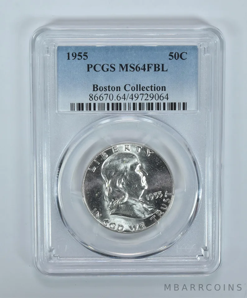 1955 Franklin Half Dollar Boston Collection MS64 FBL PCGS Blue Label
