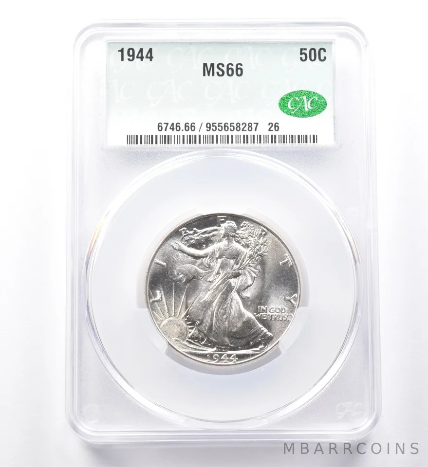1944 Walking Liberty Half Dollar MS66 CAC *9999