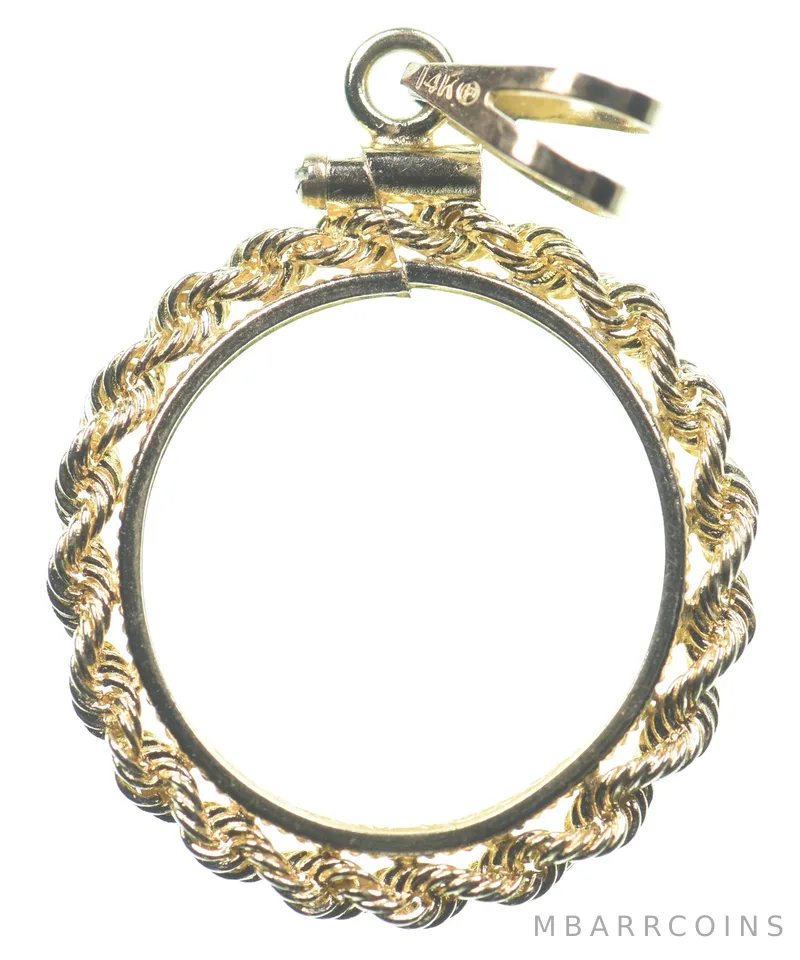 14k 2 Gram Gold Bezel 1/4 Oz Gold Eagle Coin Bezel Pendant Frame Edge *1576