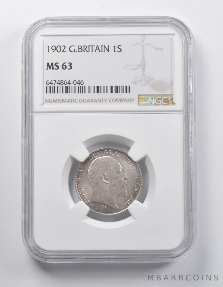 MS63 1902 Great Britain 1 Shilling NGC *6932