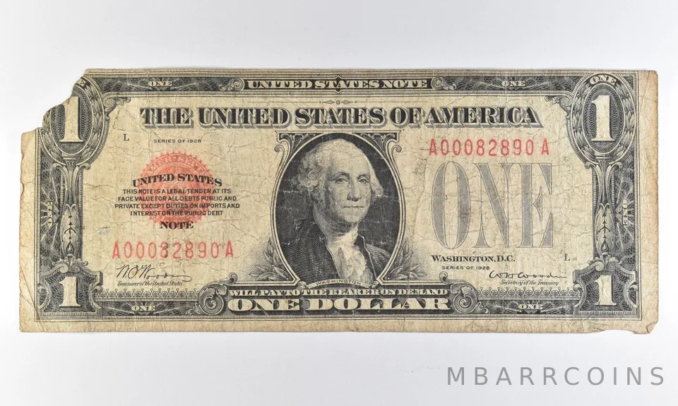 1928 $1 US Legal Tender Note Red Seal *8292