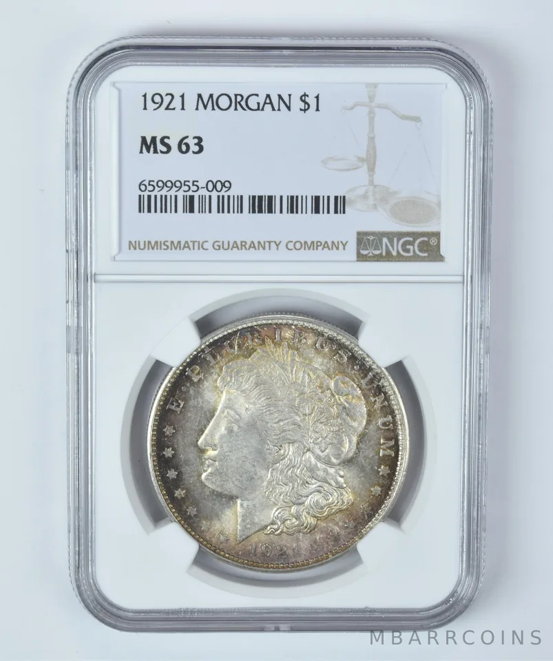 MS63 1921 Morgan Silver Dollar NGC Beautifully Toned *4446