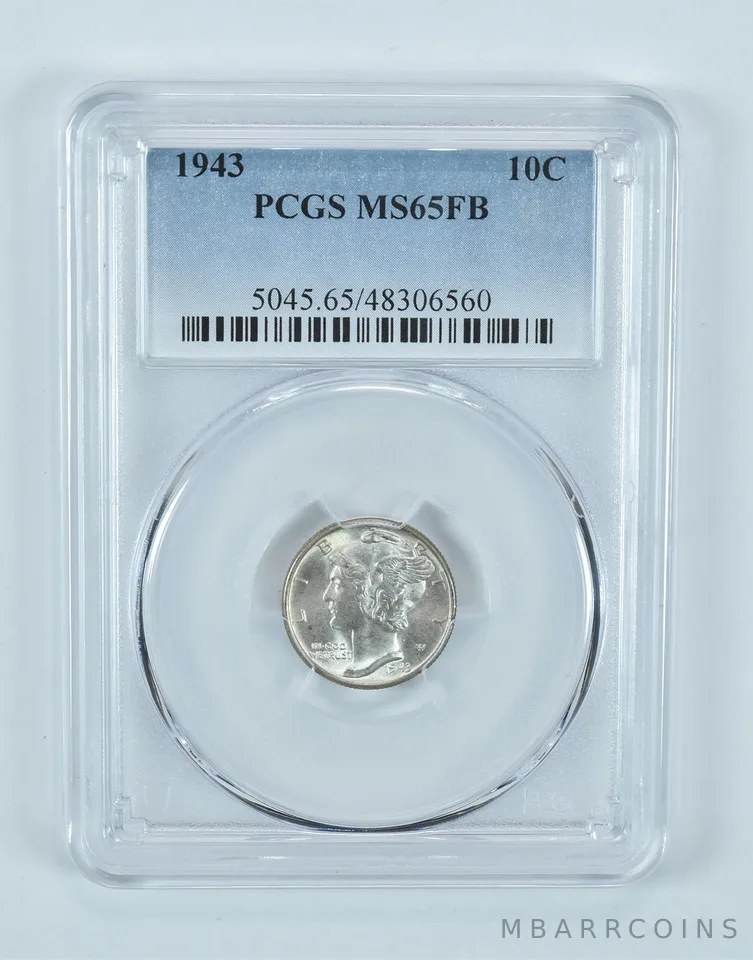 1943 Mercury Dime MS65 FB PCGS Blue Label
