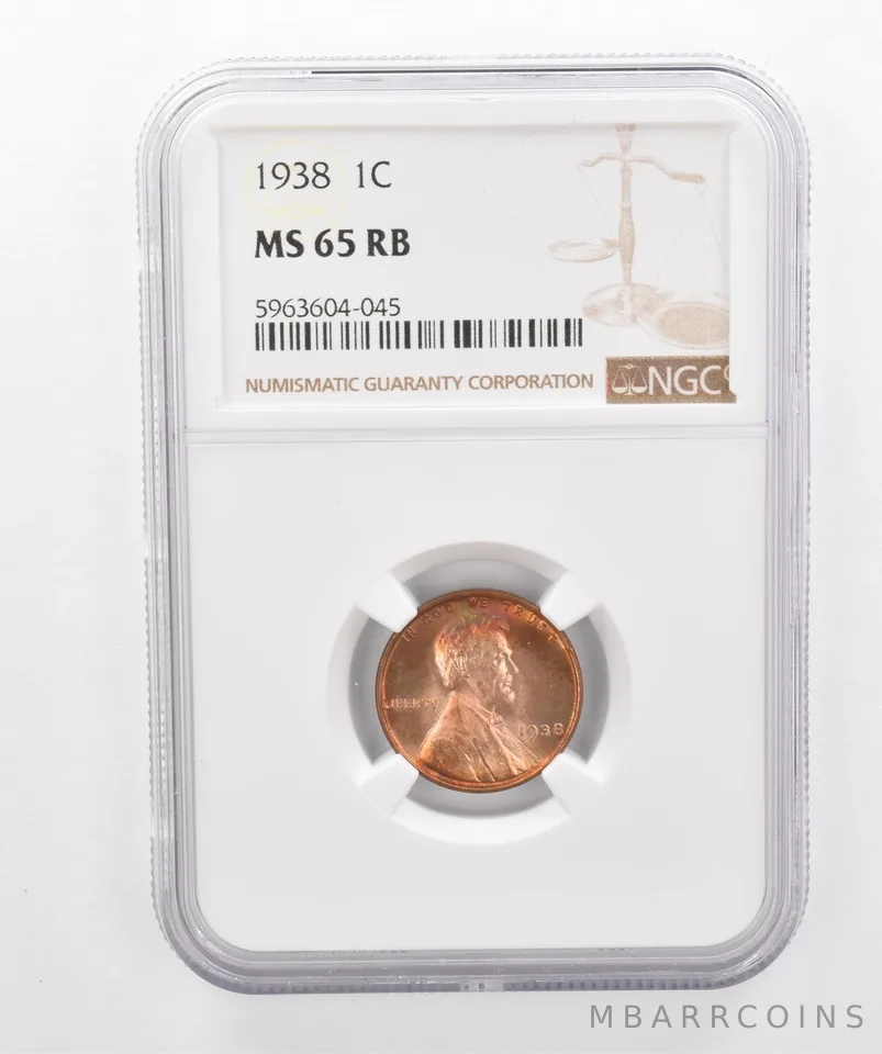 1938 Lincoln Wheat Cent MS65 RB NGC Beautiful Tone *2954