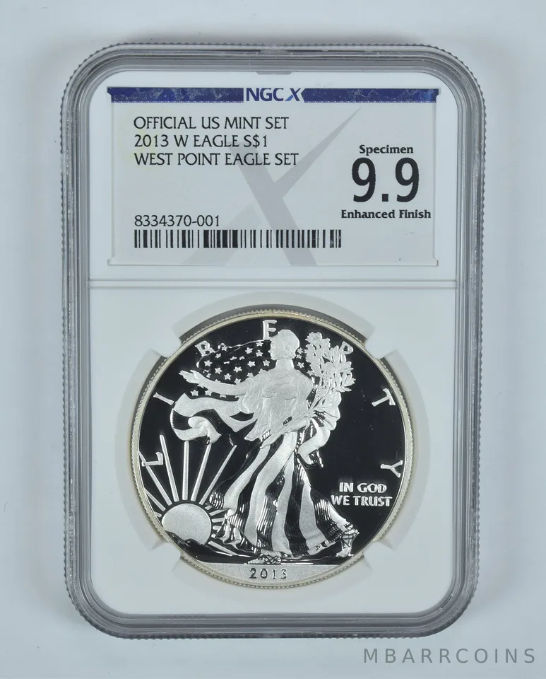 2013-W American Silver Eagle West Point Eagle Set Enhanced Finish SP 9.9 NGC X