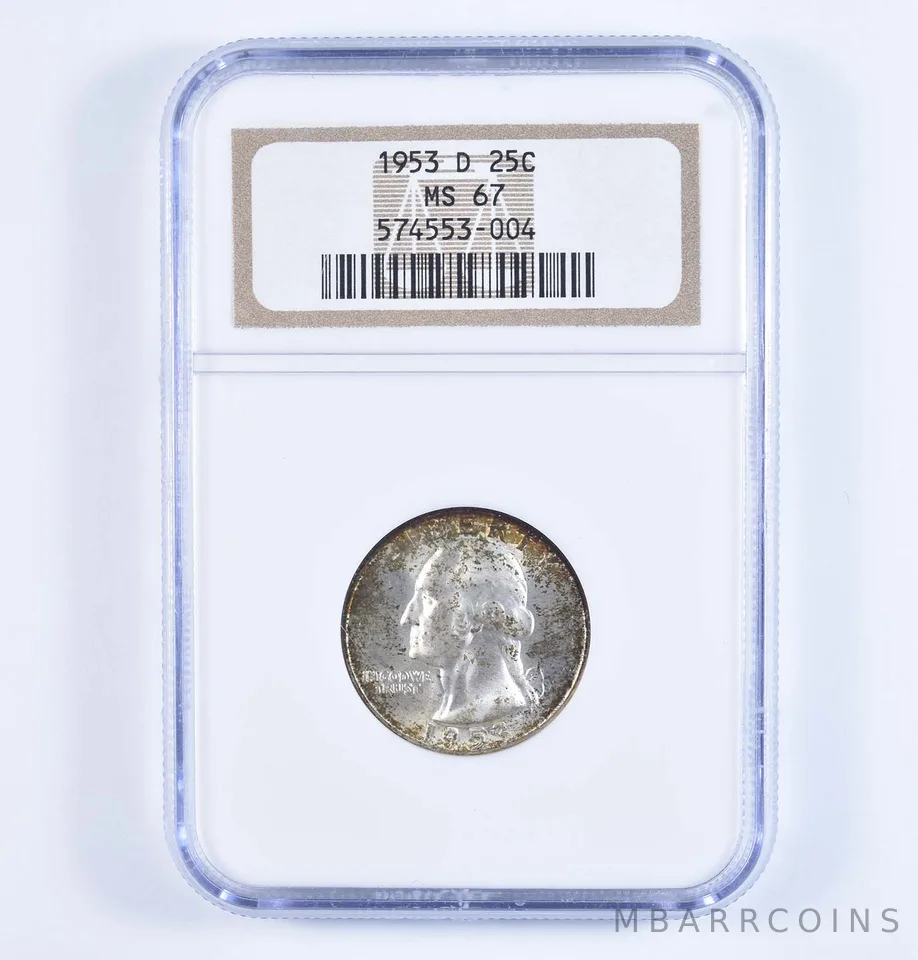 MS67 1953-D Washington Quarter - Graded NGC a7282