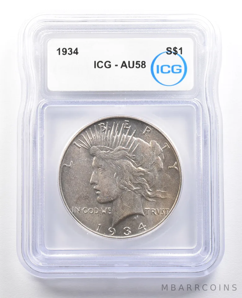 1934 Peace Silver Dollar AU58 ICG *6554