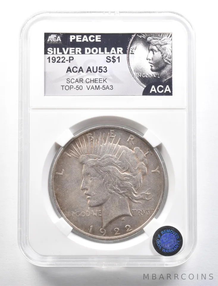 1922 Peace Silver Dollar Scar Cheek Top 50 VAM-5A3 *4644