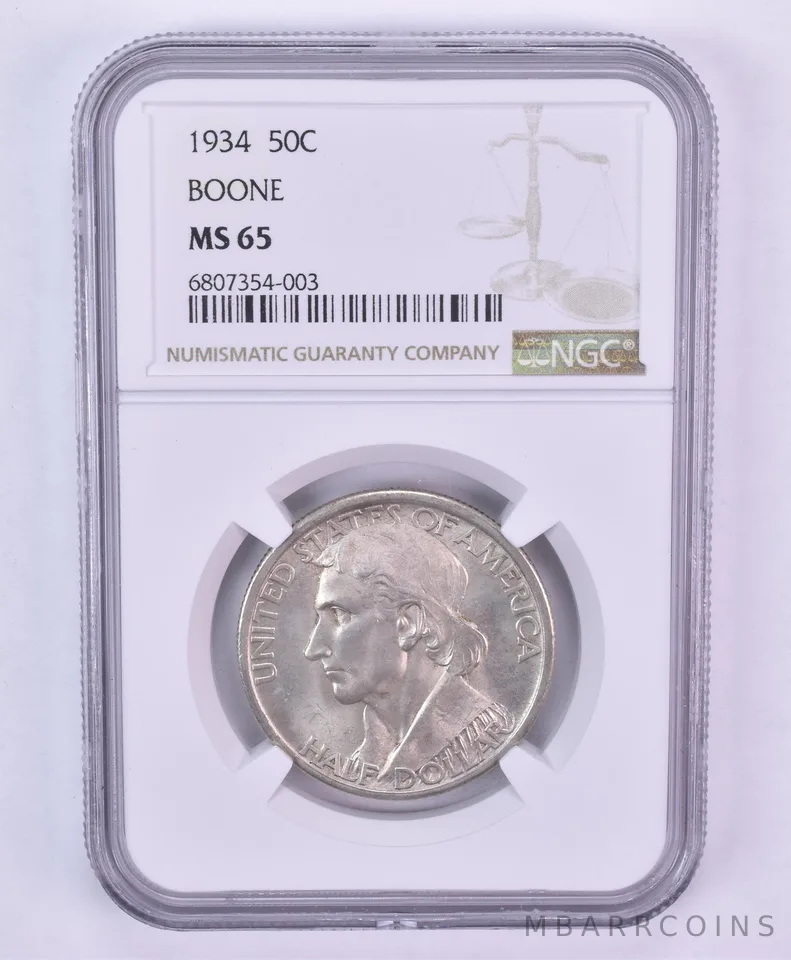 1934 Boone Commemorative Silver Half Dollar MS65 NGC *2301
