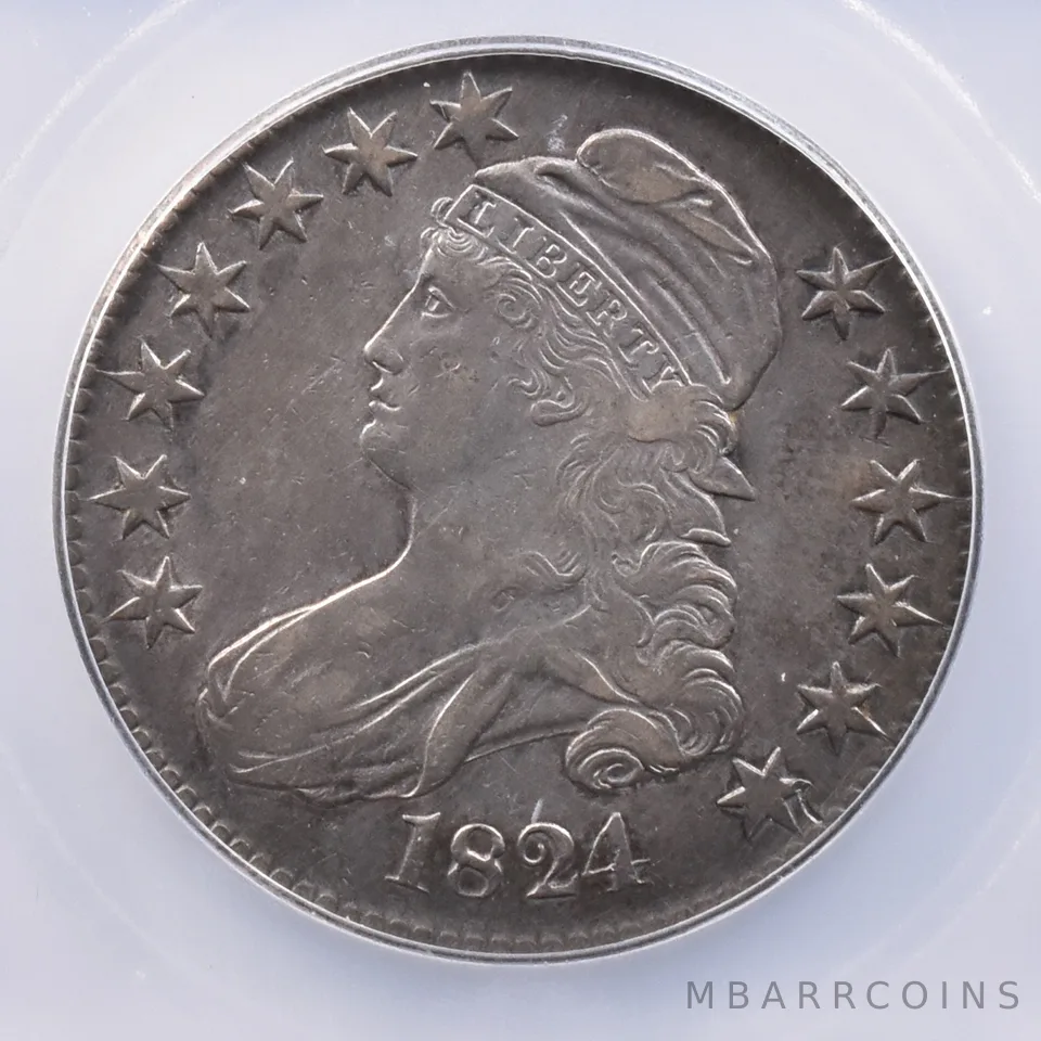1824 Capped Bust Half Dollar Authentic ICG Beautiful Tone *2392