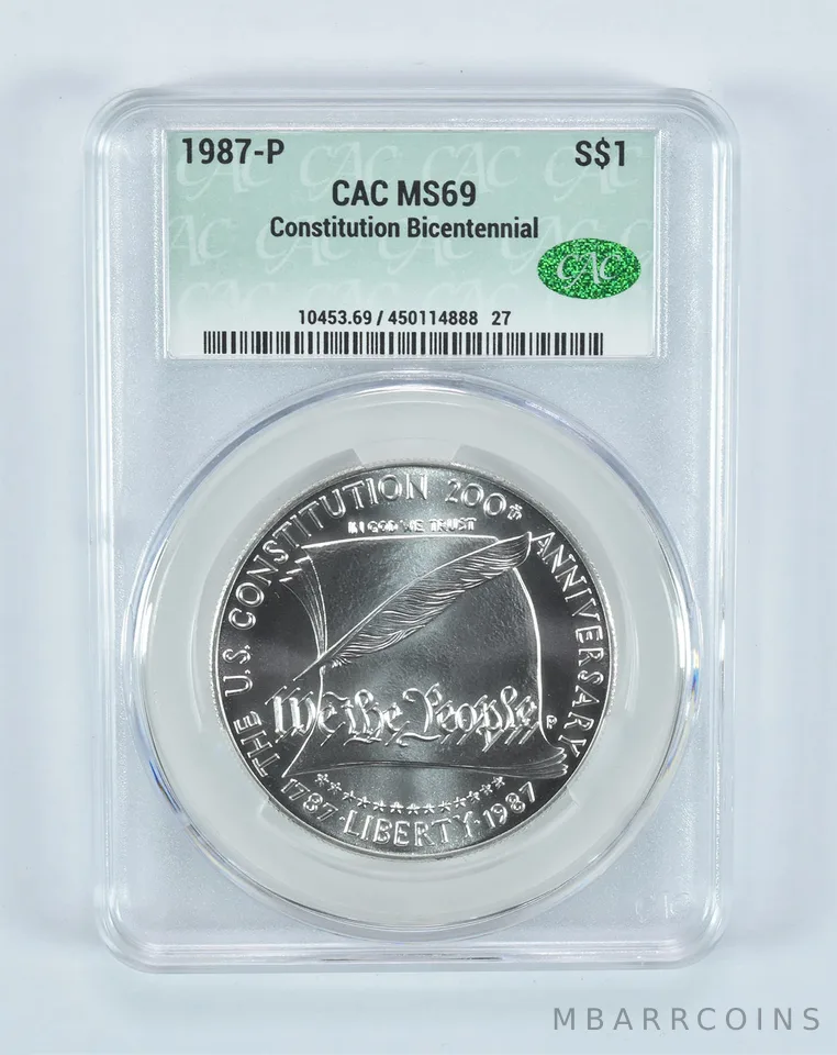 1987-P Constitution Commemorative Silver Dollar MS69 CAC CACg