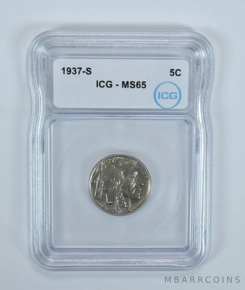 1937-S Indian Head Buffalo Nickel MS65 ICG
