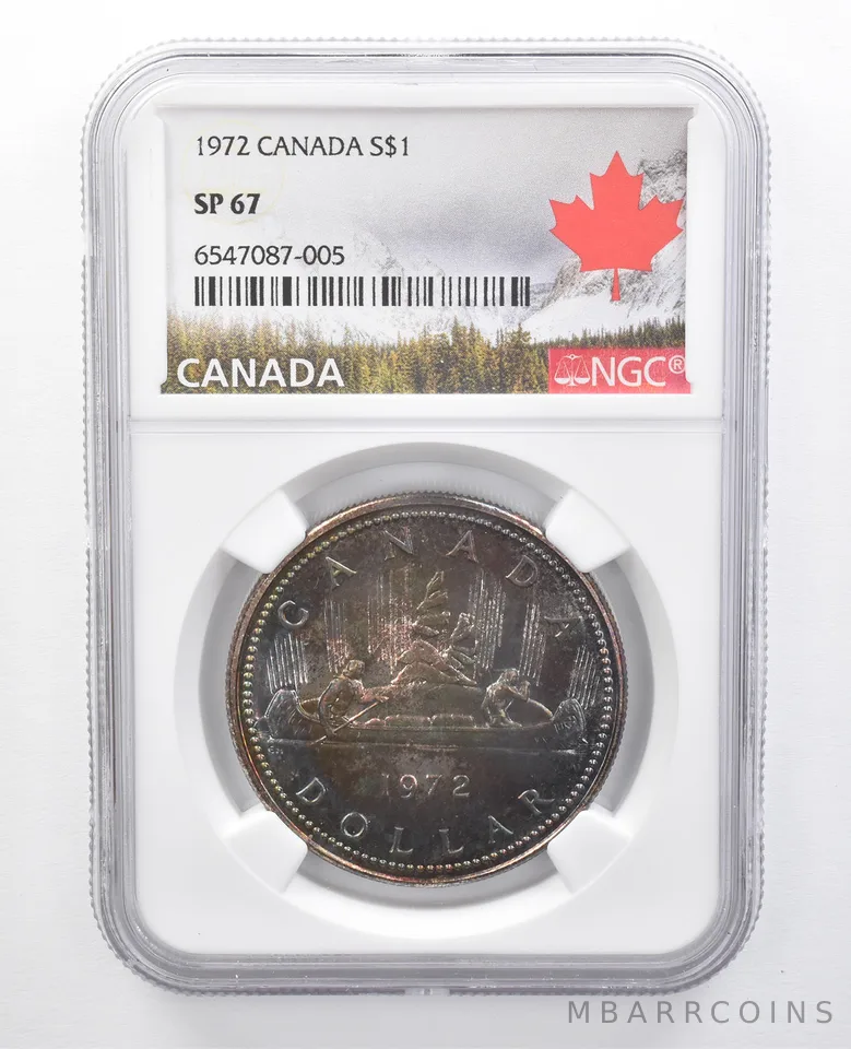 1972 Canada 1 Dollar Silver SP67 NGC Blue/Purple Tone *7669