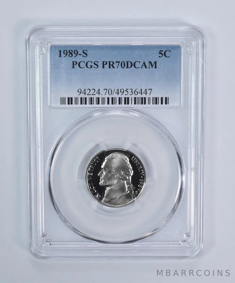 1989-S Jefferson Nickel PR70 DCAM PCGS Blue Label