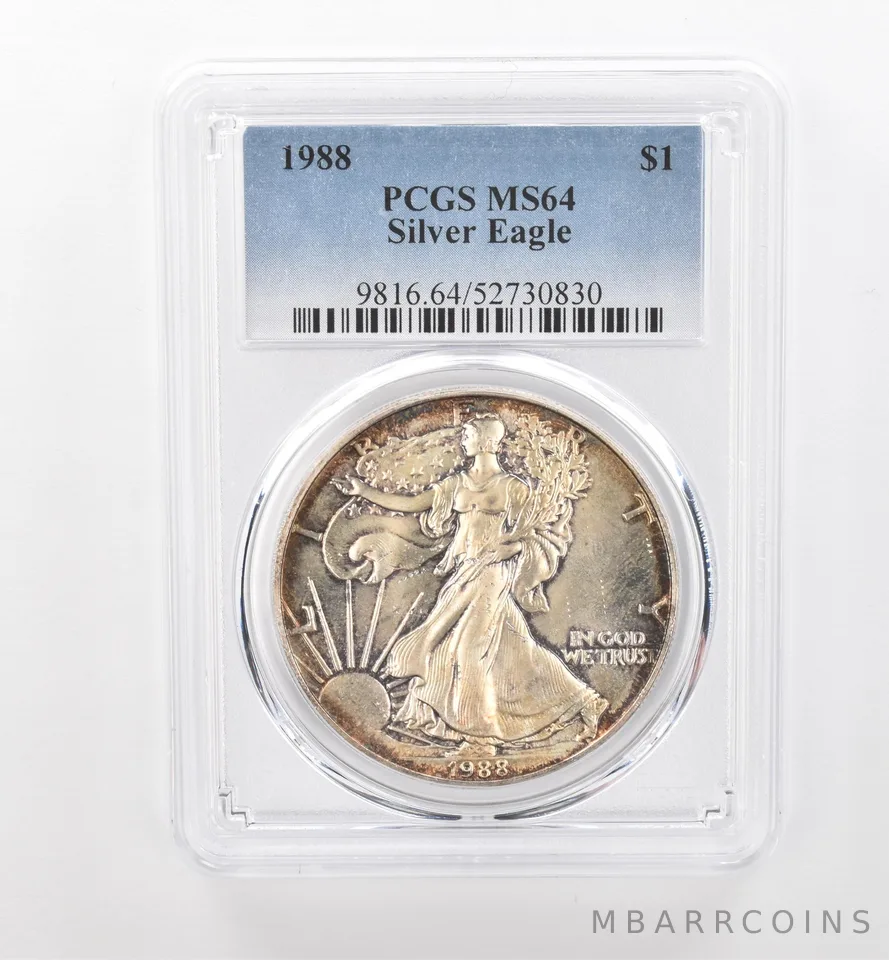 1988 American Silver Eagle MS64 PCGS Beautiful Tone *1768