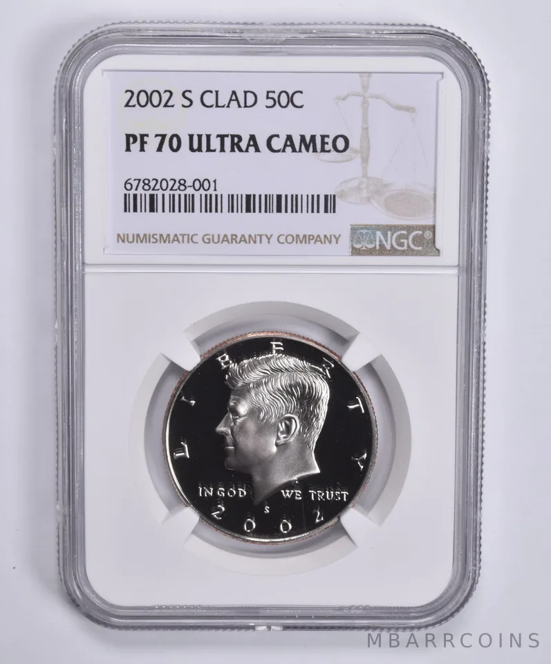 2002-S Kennedy Half Dollar CLAD PF70 UCam NGC Brown Lbl
