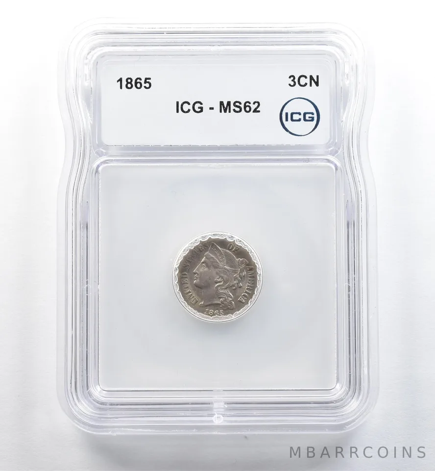 1865 Three Cent Nickel MS62 ICG *3699
