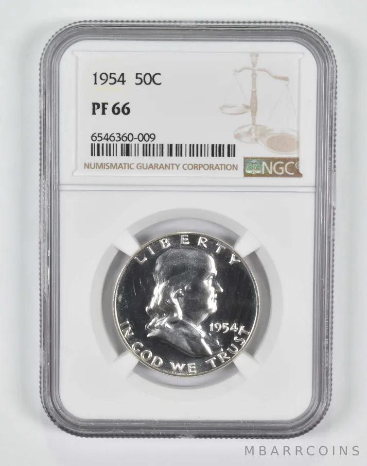 1954 Franklin Half Dollar PF66 NGC Brown Lbl