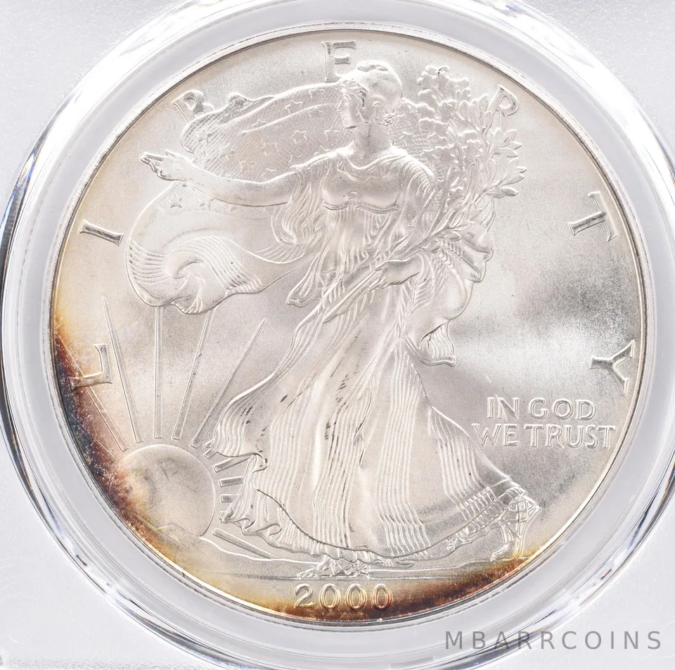 2000 American Silver Eagle MS68 PCGS Peripheral Tone *1305
