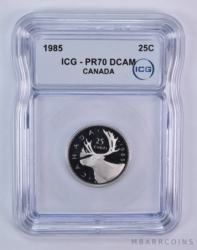1985 Canada 25 Cents Caribou PR70 DCAM ICG