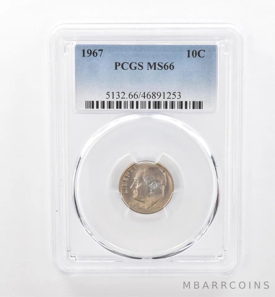 1967 Roosevelt Dime MS66 PCGS Beautiful Tone *1883