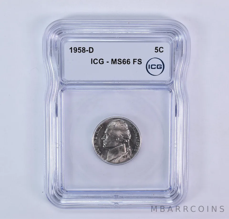 1958-D Jefferson Nickel MS66 FS ICG