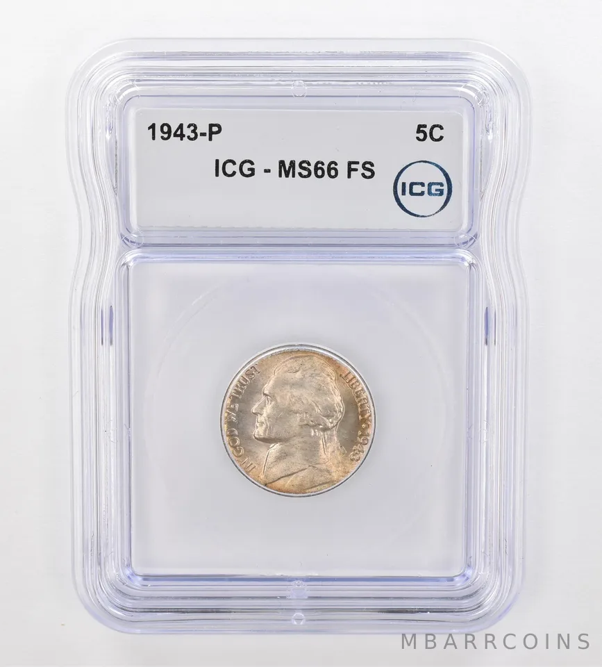 1943-P Jefferson Nickel MS66 FS ICG Beautiful Tone *0889
