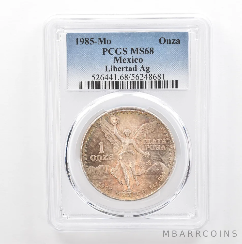 1985 Mo Mexico 1 Onza Silver Libertad MS68 PCGS Beautiful Tone *5392