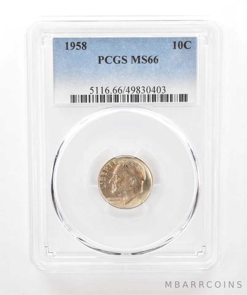 1958 Roosevelt Dime MS66 PCGS Beautiful Tone a5222