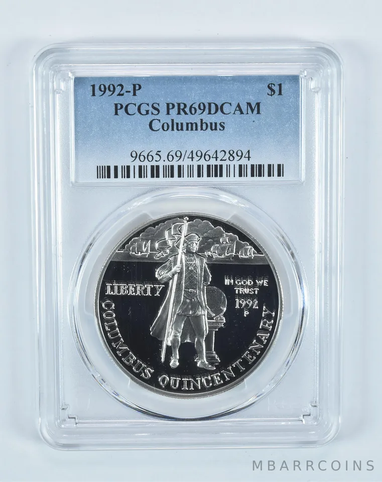 1992-P Columbus Commemorative Dollar PR69 DCAM PCGS Blue Label