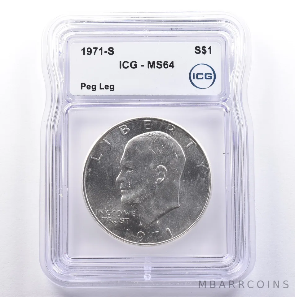 1971-S Eisenhower $1 Peg Leg MS64 ICG *9003