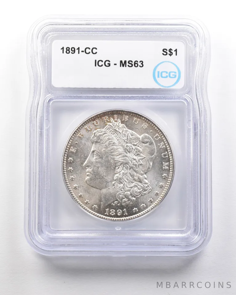 1891-CC Morgan Silver Dollar MS63 ICG *1708