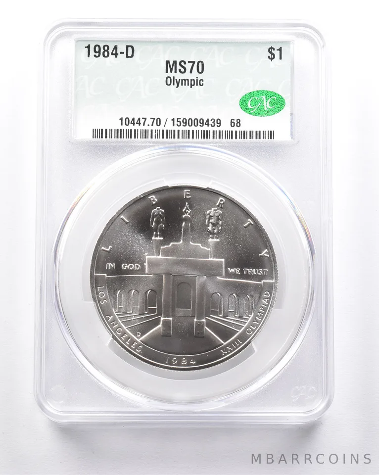 MS70 1984-D Olympic Coliseum Commemorative Dollar CAC CACG *6285