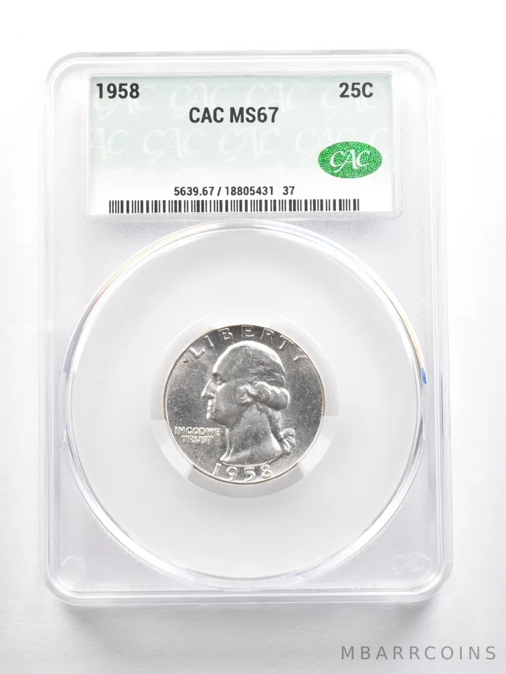 1958 Washington Quarter MS67 CAC *6068